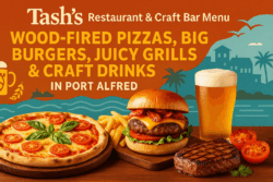 Tash’s Restaurant & Craft Bar Menu – Wood-Fired Pizzas, Big Burgers, Juicy Grills & Craft Drinks in Port Alfred
